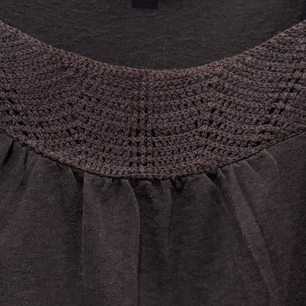 LOFT Black Women's Blouse with Smocked Square Knit Neckline Bohemian Size XL - Picture 3 of 7